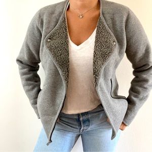 Tommy Bahama Sherpa Motorcycle style jacket sweater size Small Gray